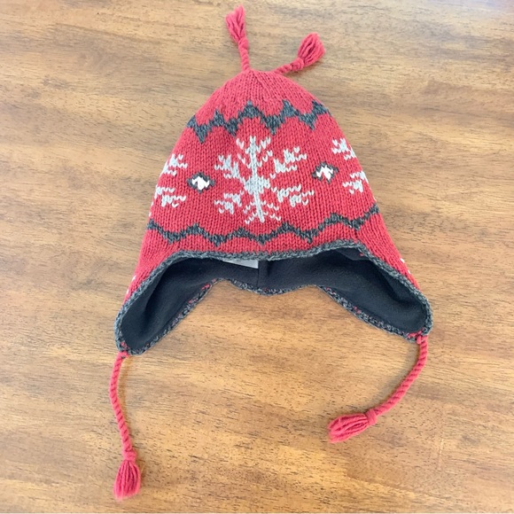 Eddie Bauer Wool Blend Winter Hat With Tassels Snowflake Print - Picture 2 of 6